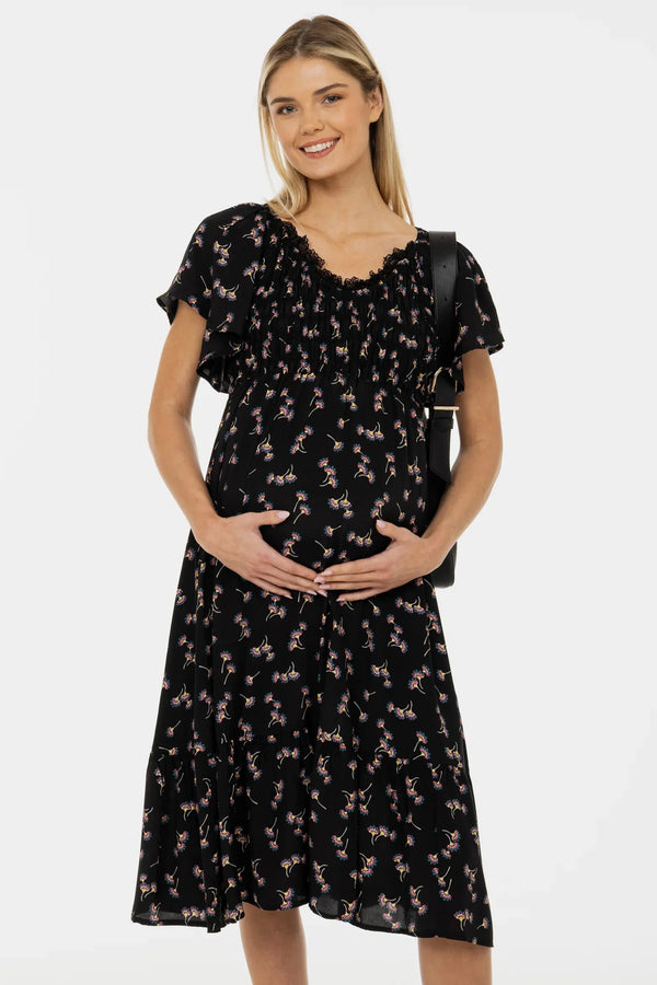 Rochie boho pentru gravide cu decolteu din dantelă