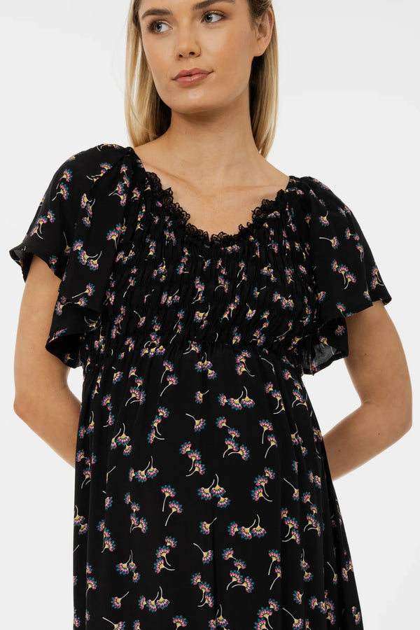 Rochie boho pentru gravide cu decolteu din dantelă