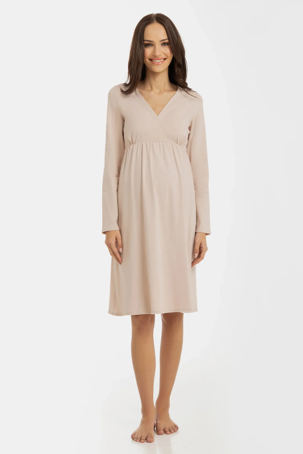 Cămașă de noapte pentru gravide și alăptare – crem