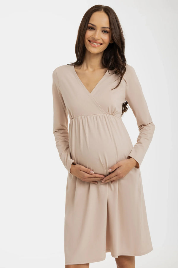 Cămașă de noapte pentru gravide și alăptare – crem