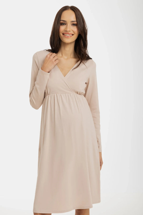 Cămașă de noapte pentru gravide și alăptare – crem