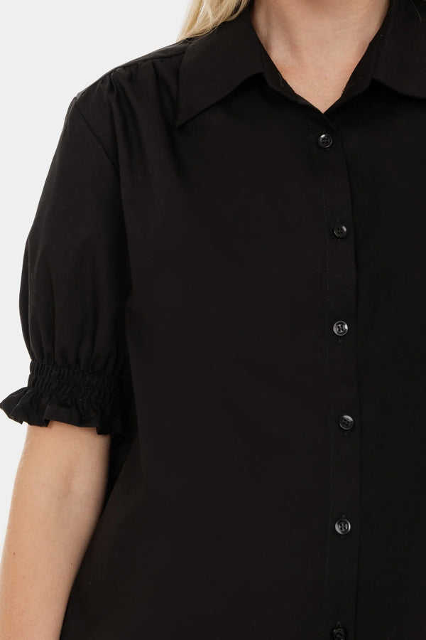 Cămașă din bumbac pentru gravide și alăptare cu mâneci bufante