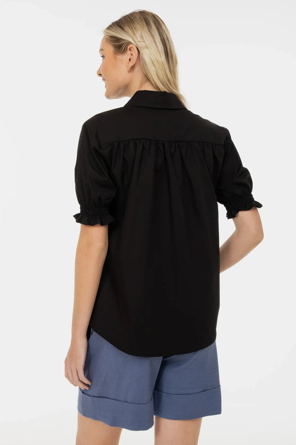 Cămașă din bumbac pentru gravide și alăptare cu mâneci bufante