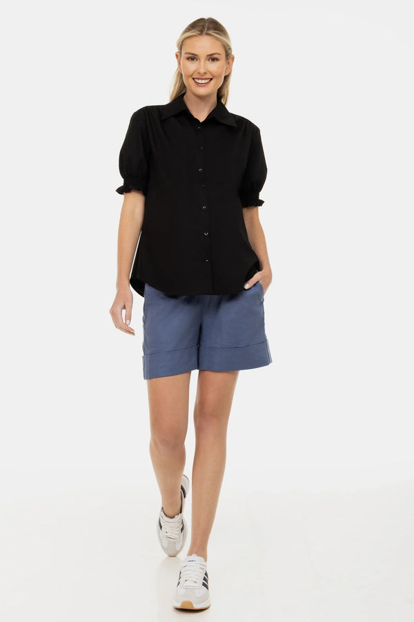 Cămașă din bumbac pentru gravide și alăptare cu mâneci bufante