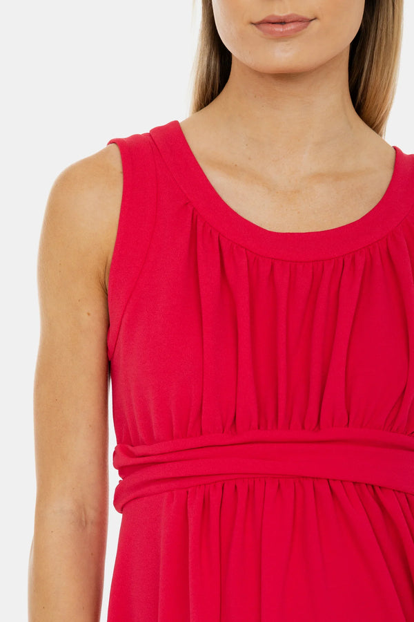 Rochie elegantă pentru gravide cu încrețituri - zmeură