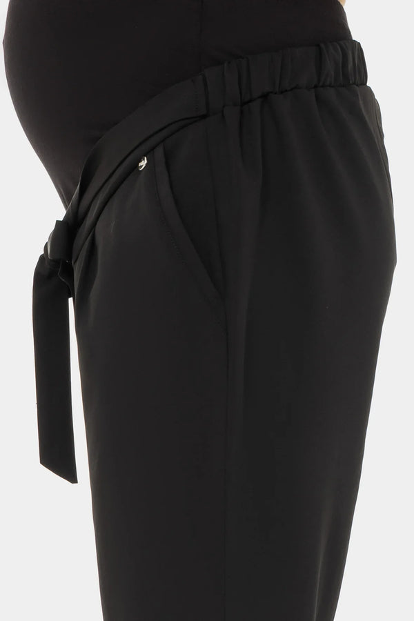 Pantaloni negri pentru gravide cu curea