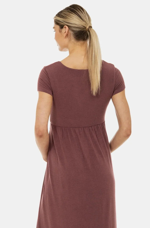 Rochie pentru gravide și alăptare cu curea decorativă - cenușă trandafir