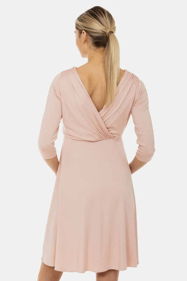 Rochie elegantă pentru gravide și alăptare – roz pudrat