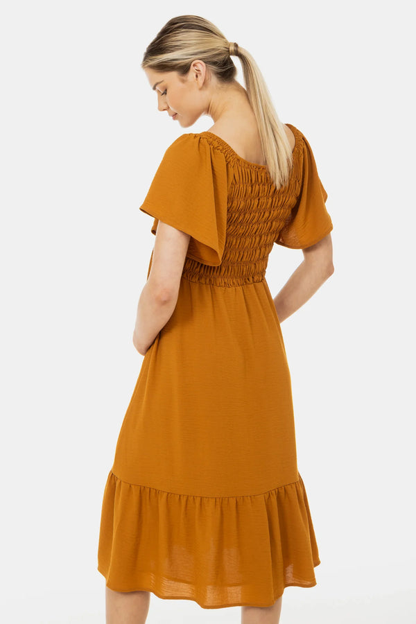 Rochie boho pentru gravide cu încrețituri și volane