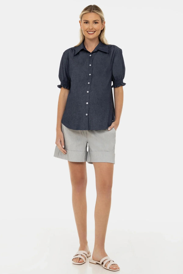 Pantaloni scurți elastici cu dungi pentru gravide