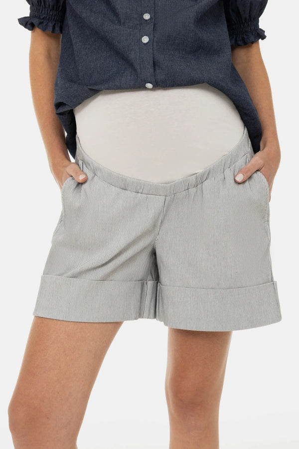 Pantaloni scurți elastici cu dungi pentru gravide