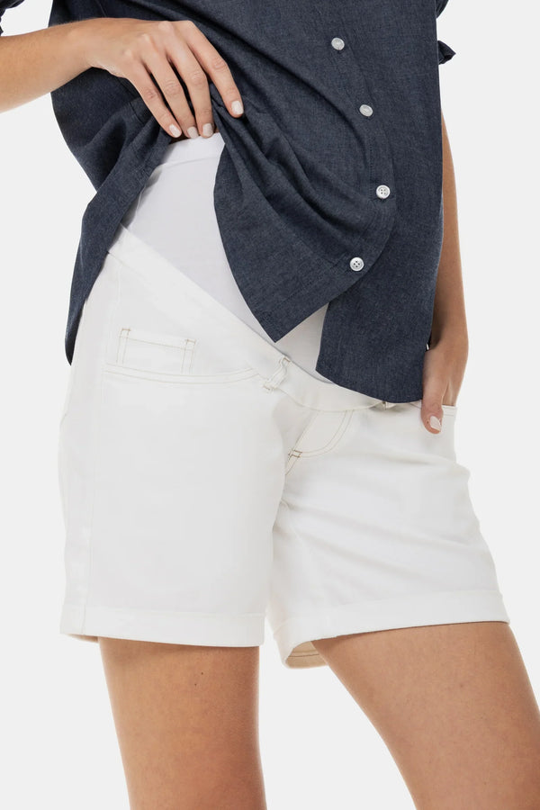 Pantaloni scurți din denim pentru gravide – albi