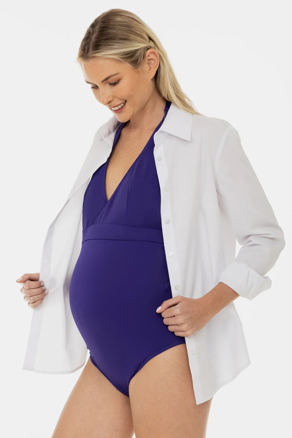 Costum de baie întreg pentru gravide și alăptare – indigo