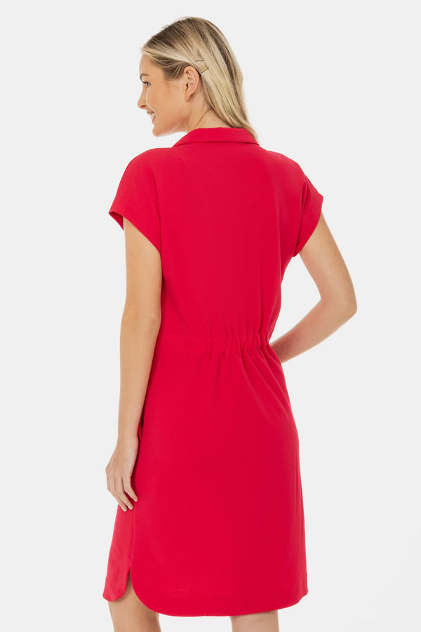 Rochie-cămașă pentru gravide cu guler și buzunare – fucsia