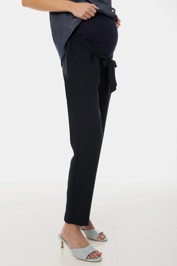 Pantaloni pentru gravide cu curea în albastru închis