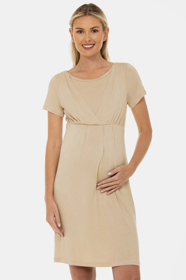 Cămașă de noapte pentru gravide și alăptare - bej deschis