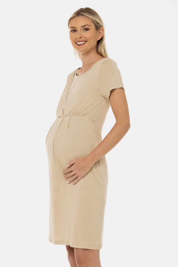 Cămașă de noapte pentru gravide și alăptare - bej deschis