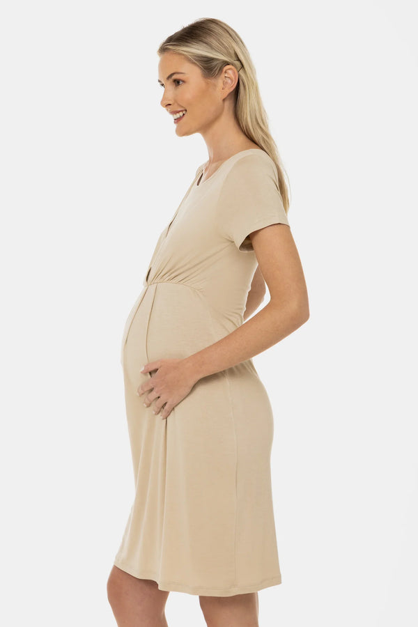 Cămașă de noapte pentru gravide și alăptare - bej deschis