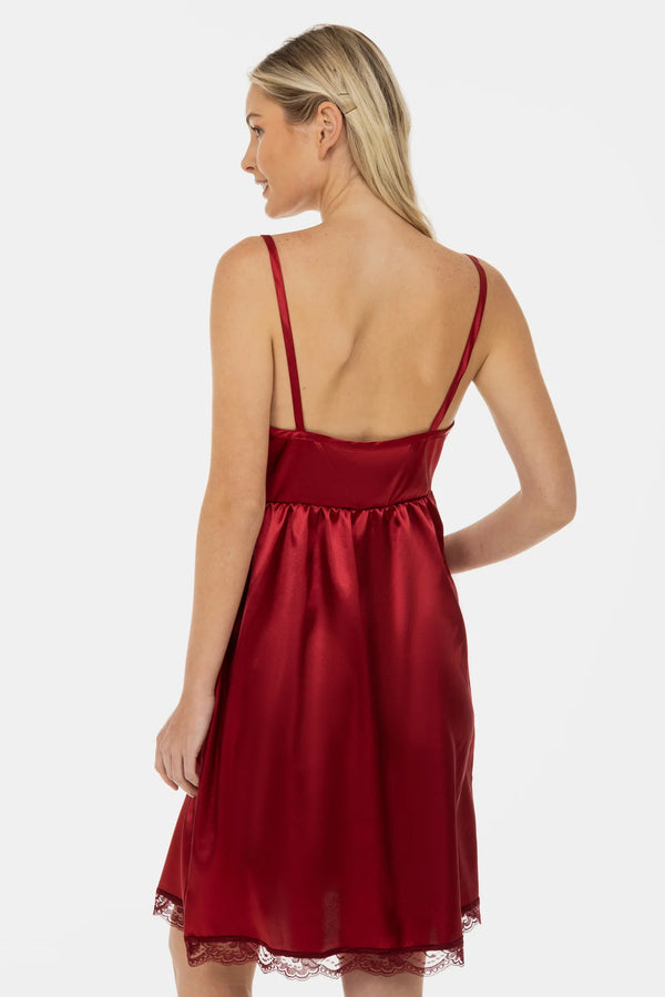 Cămașă de noapte din satin pentru gravide și alăptare - vișinie