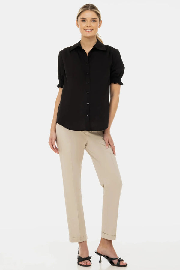 Cămașă din bumbac pentru gravide și alăptare cu mâneci bufante