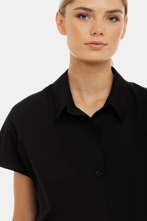 Cămașă de vară din bumbac pentru gravide și alăptare – neagră