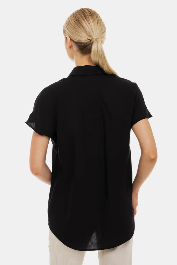 Cămașă de vară din bumbac pentru gravide și alăptare – neagră