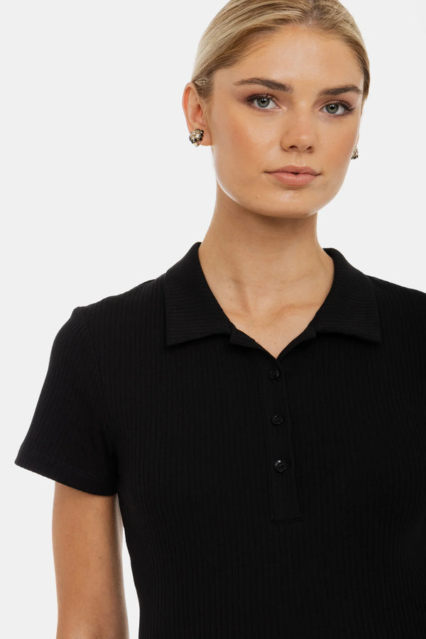 Bluză din bumbac rib pentru gravide și alăptare - neagră