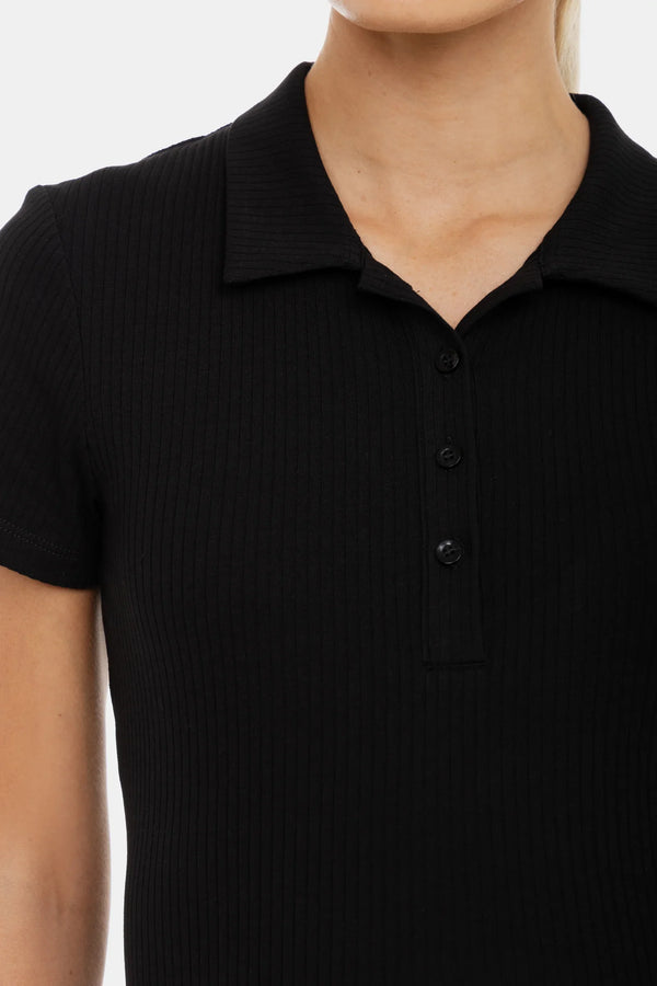 Bluză din bumbac rib pentru gravide și alăptare - neagră