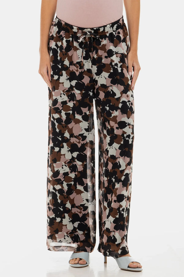 Pantaloni largi din șifon pentru gravide, cu imprimeu