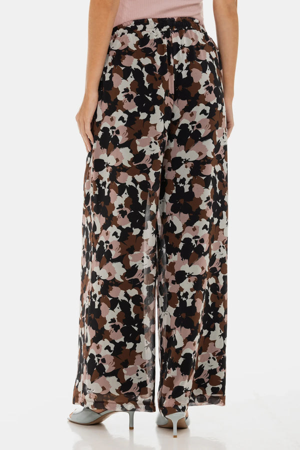 Pantaloni largi din șifon pentru gravide, cu imprimeu