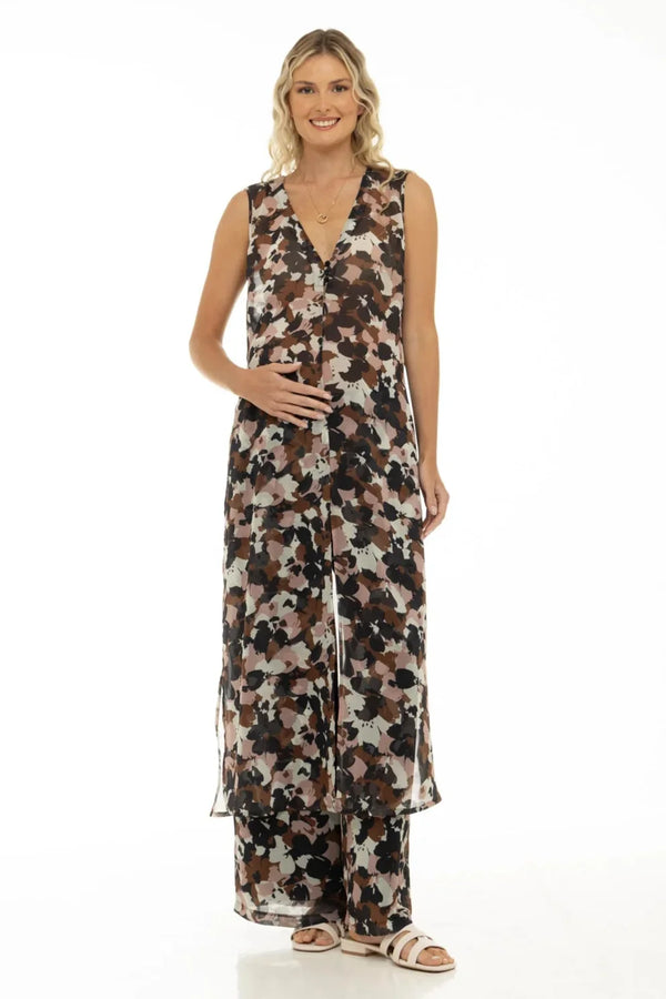 Kaftan din șifon pentru gravide cu imprimeu floral