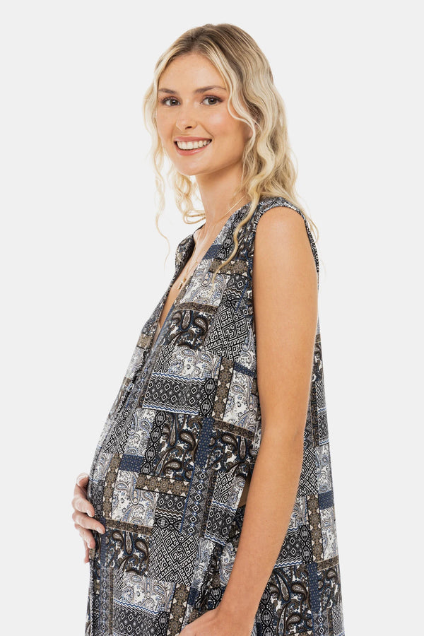 Kaftan de plajă pentru gravide cu imprimeu geometric