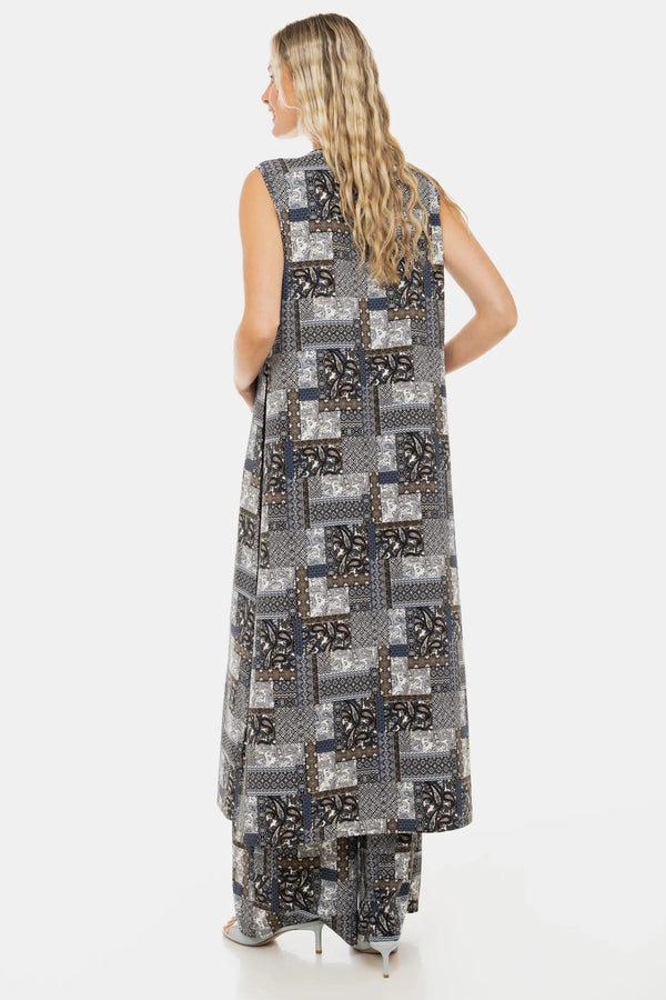 Pantaloni evazați pentru gravide cu imprimeu geometric