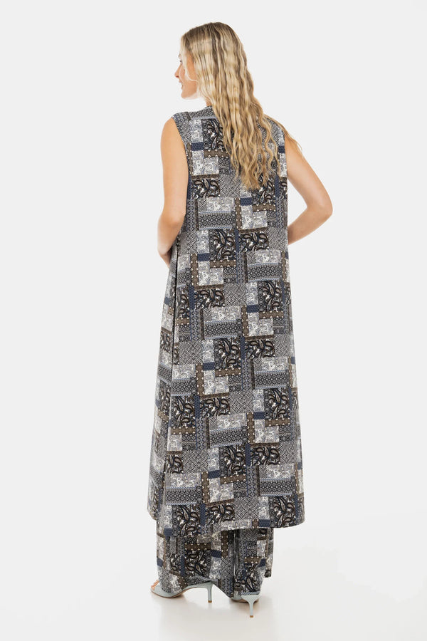 Kaftan de plajă pentru gravide cu imprimeu geometric