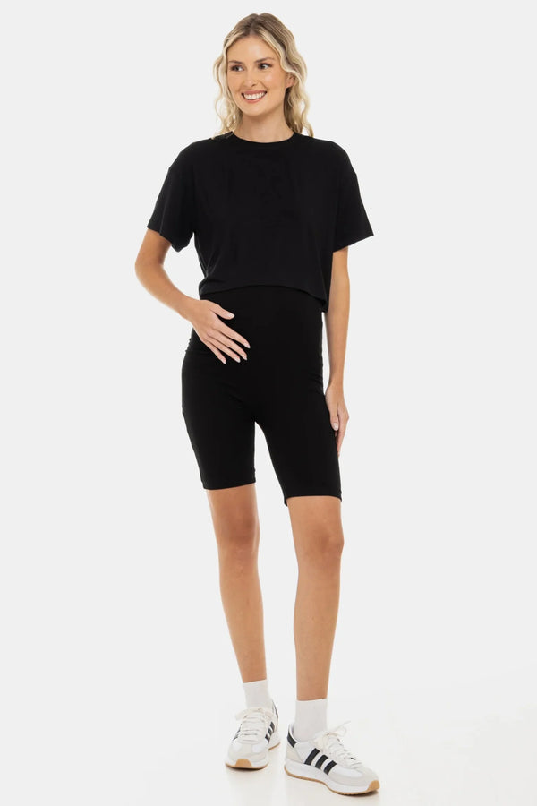 Colanți moi dubli pentru gravide - negri