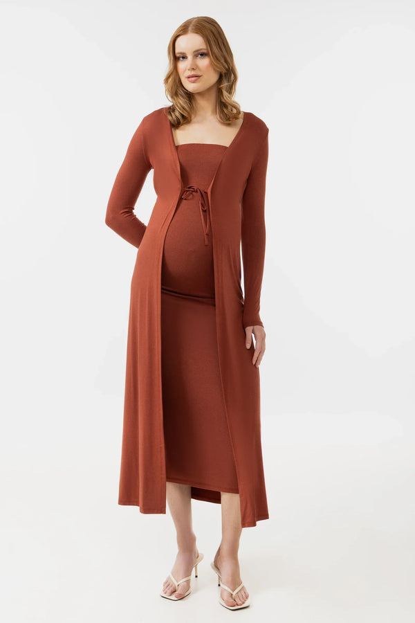 Set rochie și cardigan pentru gravide - portocaliu