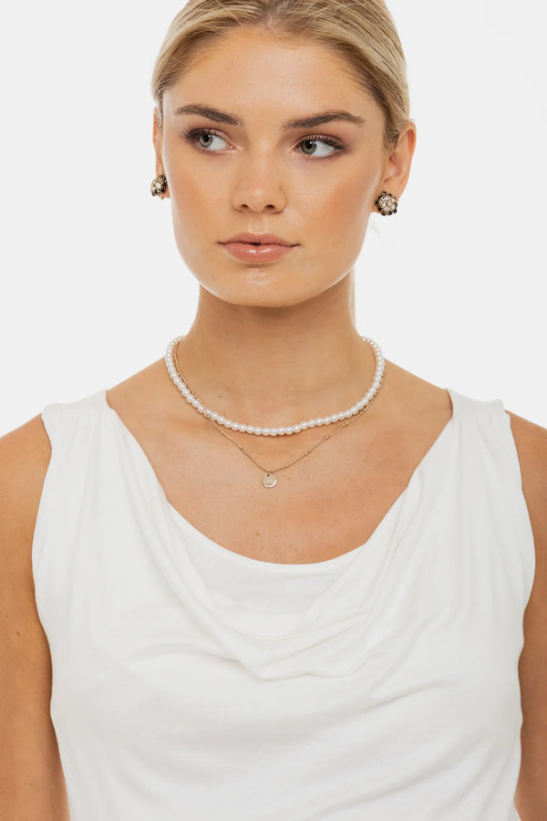 Top pentru gravide și alăptare cu decolteu drapat – ecru