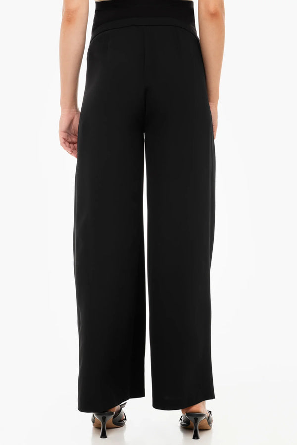 Pantaloni eleganți pentru gravide cu pliuri - negri