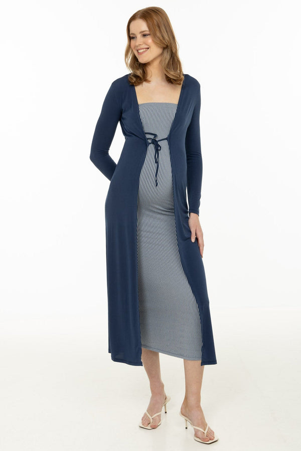 Set rochie și cardigan pentru gravide – în dungi