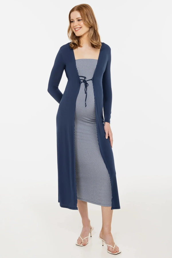 Set rochie și cardigan pentru gravide – în dungi