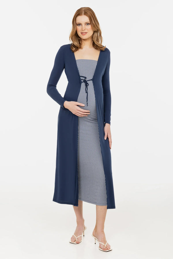 Set rochie și cardigan pentru gravide – în dungi