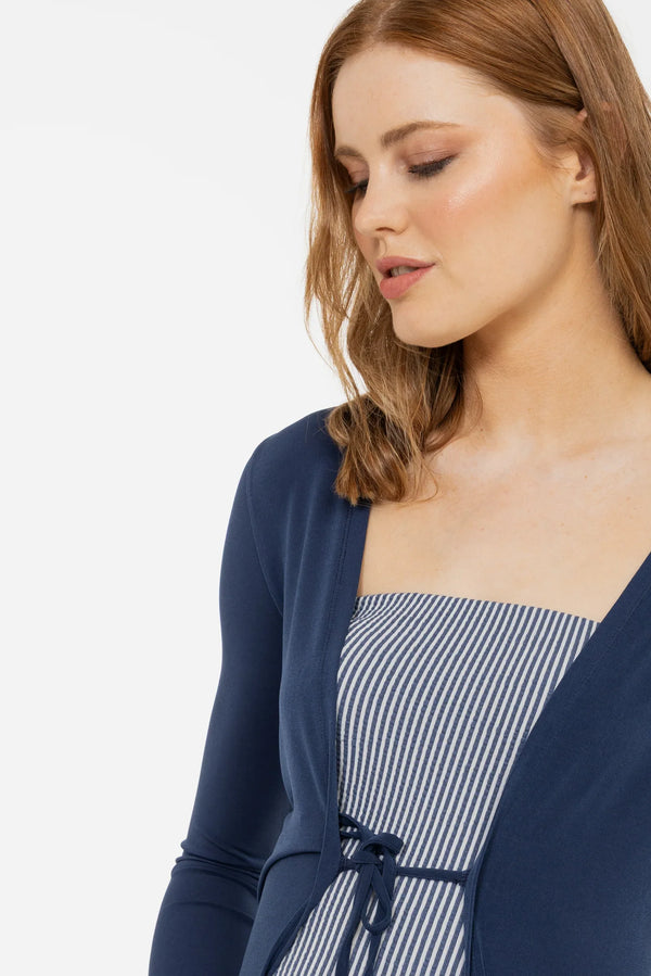 Set rochie și cardigan pentru gravide – în dungi
