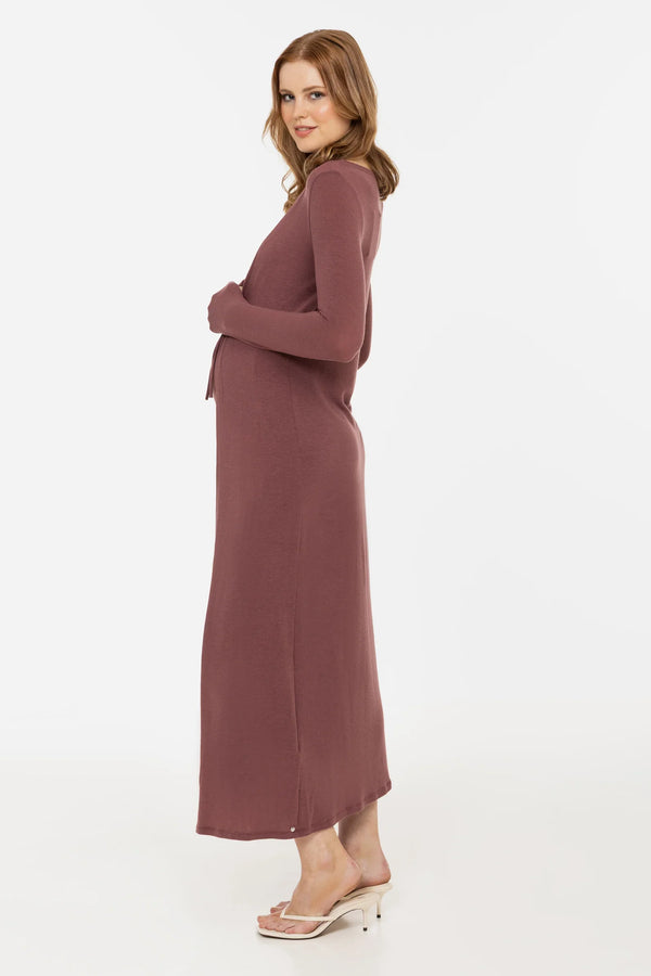 Set rochie și cardigan pentru gravide – roz prăfuit