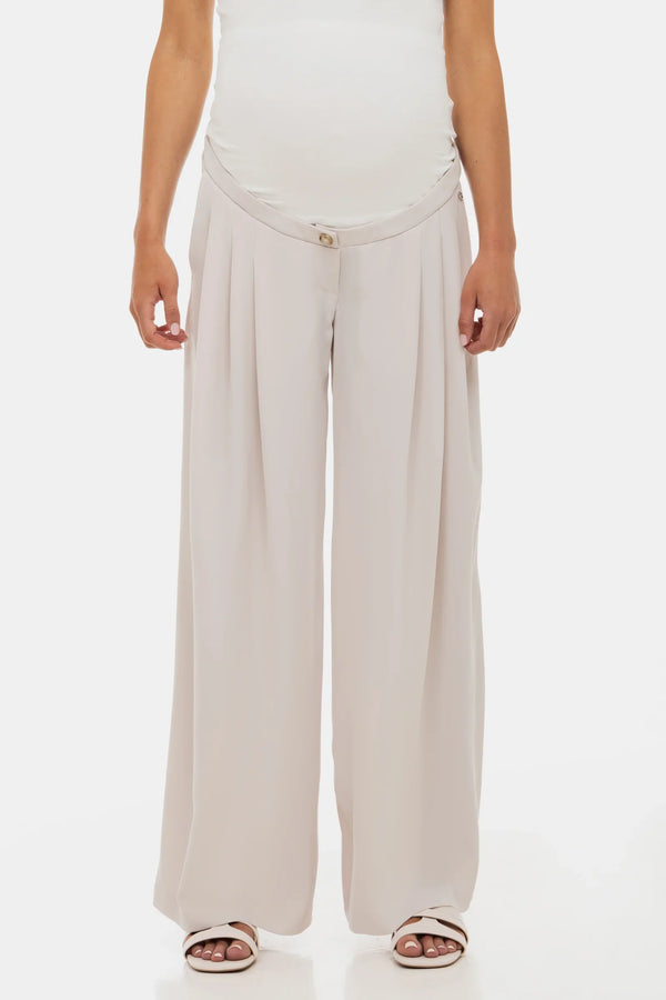 Pantaloni eleganți pentru gravide cu pliuri - bej