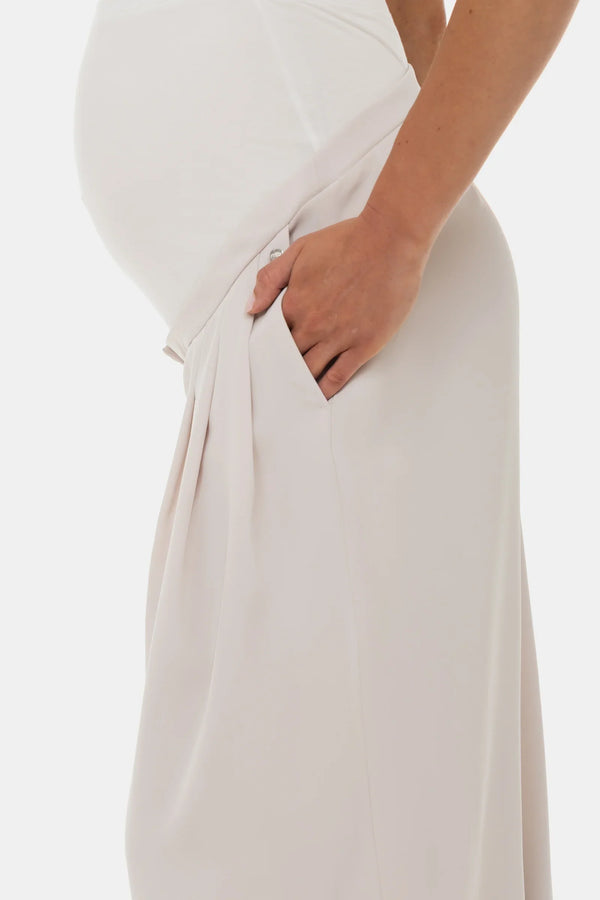Pantaloni eleganți pentru gravide cu pliuri - bej