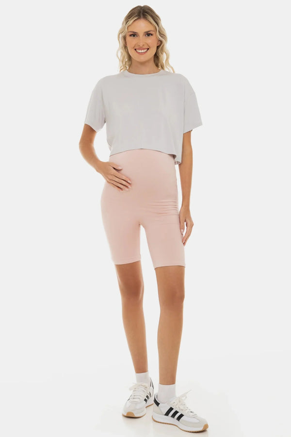 Colanți moi dubli pentru gravide - roz