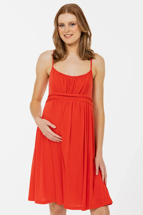 Rochie elegantă pentru gravide, cu bretele – corai