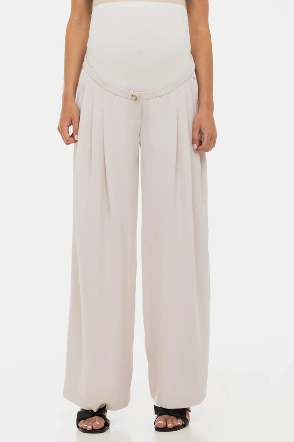 Pantaloni eleganți pentru gravide cu pliuri - bej