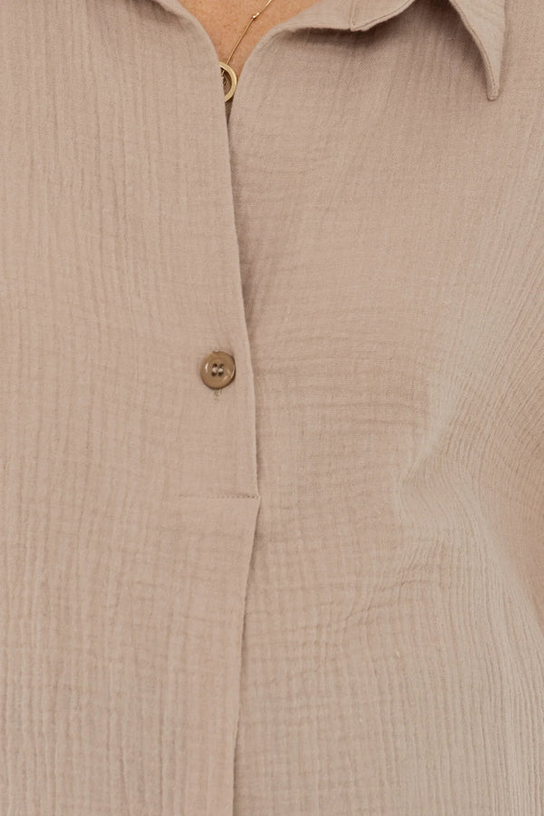 Bluză din bumbac pentru gravide și alăptare – bej