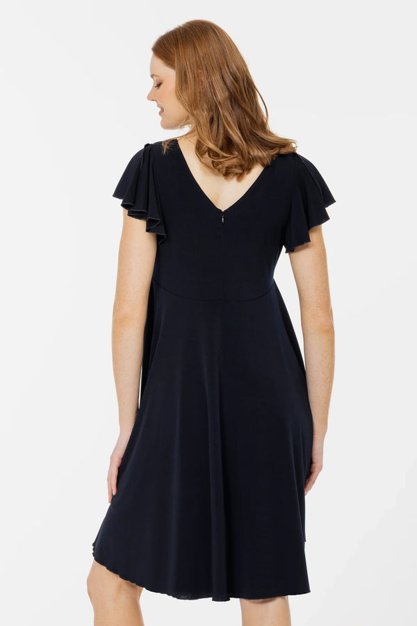 Rochie vaporoasă 2 în 1 pentru gravide și alăptare – bleumarin